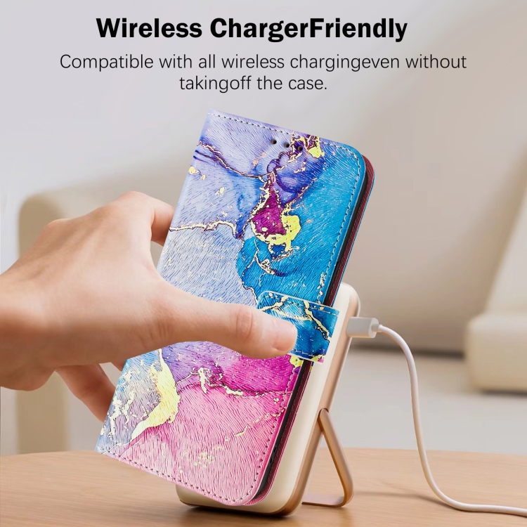 For Samsung Galaxy S24 5G Art Colored Drawing Pattern Leather Phone Case(Colorful marble) For Samsung Galaxy S24 5G Art Colored Drawing Pattern Leather Phone Case(Colorful marble)
