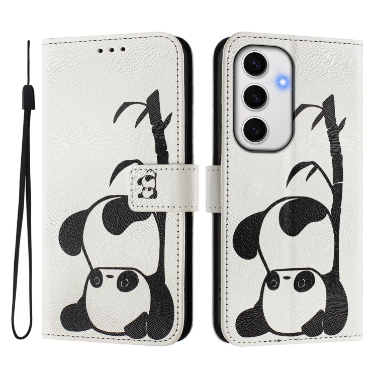 For Samsung Galaxy S24 FE 5G Art Colored Drawing Pattern Leather Phone Case(Panda) For Samsung Galaxy S24 FE 5G Art Colored Drawing Pattern Leather Phone Case(Panda)