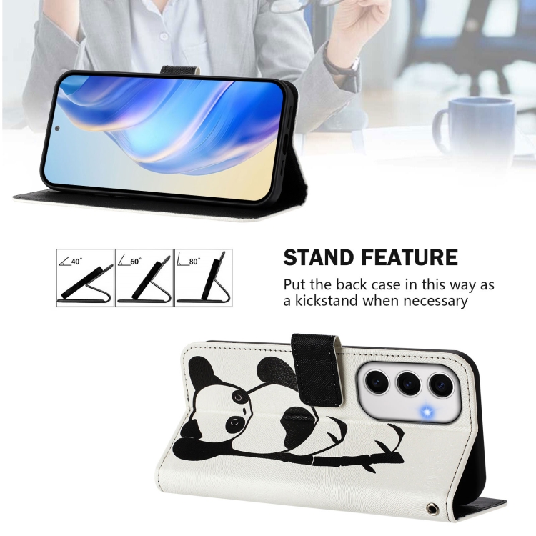 For Samsung Galaxy S24 FE 5G Art Colored Drawing Pattern Leather Phone Case(Panda) For Samsung Galaxy S24 FE 5G Art Colored Drawing Pattern Leather Phone Case(Panda)