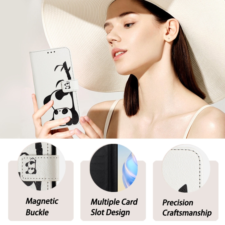 For Samsung Galaxy S24 FE 5G Art Colored Drawing Pattern Leather Phone Case(Panda) For Samsung Galaxy S24 FE 5G Art Colored Drawing Pattern Leather Phone Case(Panda)