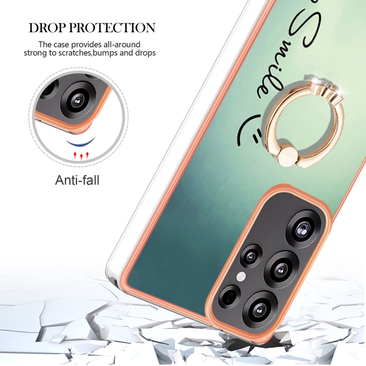 For Samsung Galaxy S25 Ultra 5G Electroplating Dual-side IMD Phone Case with Ring Holder(Smile) For Samsung Galaxy S25 Ultra 5G Electroplating Dual-side IMD Phone Case with Ring Holder(Smile)