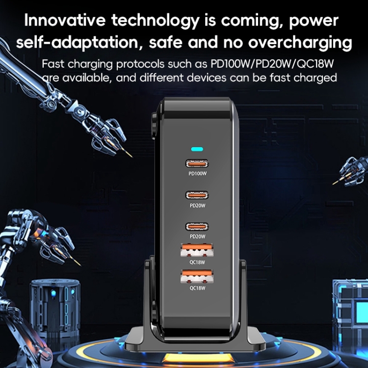 200W GaN 3 Type-C 2 USB Multi Ports Sharing Desktop Charger, Plug:US Plug(Grey) 200W GaN 3 Type-C 2 USB Multi Ports Sharing Desktop Charger, Plug:US Plug(Grey)
