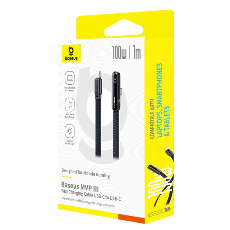 Baseus MVP 3 100W Type-C to Type-C Fast Charging Cable, Length:1m(Black) Baseus MVP 3 100W Type-C to Type-C Fast Charging Cable, Length:1m(Black)