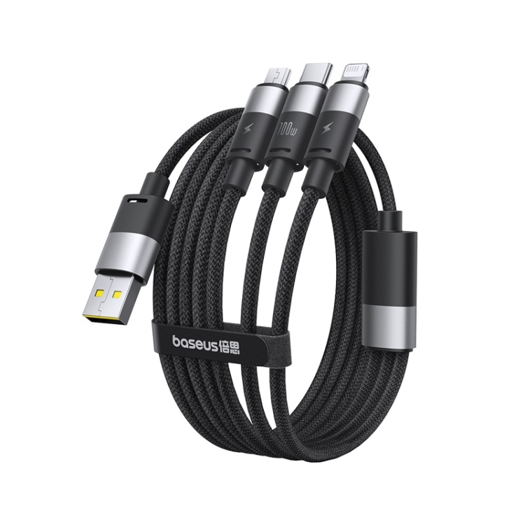 Baseus Star Speed 1.5m PD100W 3 in 1 Fast Charging Cable(Black) Baseus Star Speed 1.5m PD100W 3 in 1 Fast Charging Cable(Black)