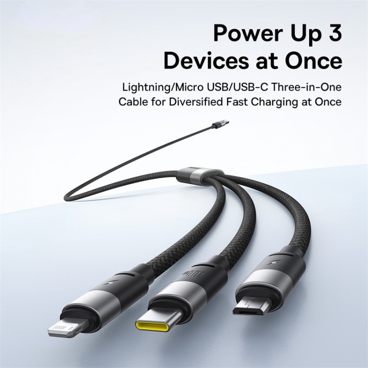 Baseus Star Speed 1.5m PD100W 3 in 1 Fast Charging Cable(Black) Baseus Star Speed 1.5m PD100W 3 in 1 Fast Charging Cable(Black)