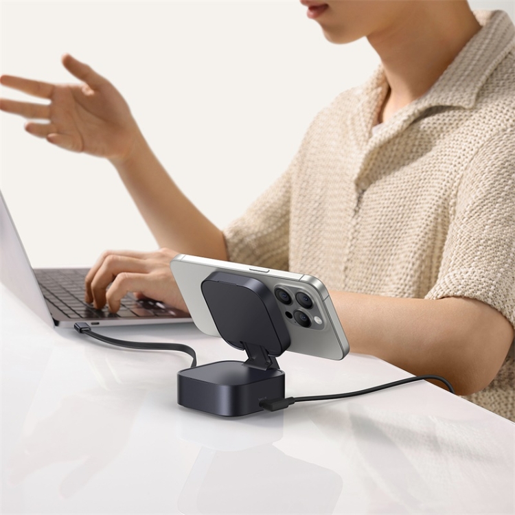 Baseus OS PicoGo Qi2 67W 2 in 1 Magnetic Wireless Charger with 1m Type-C to Type-C Elbow Data Cable(Black)