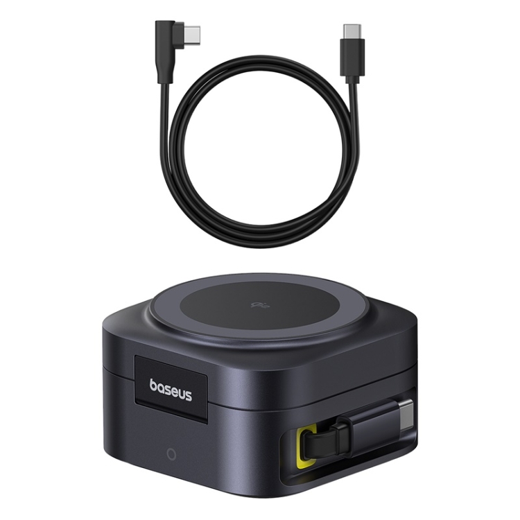 Baseus OS PicoGo Qi2 67W 2 in 1 Magnetic Wireless Charger with 1m Type-C to Type-C Elbow Data Cable(Black)