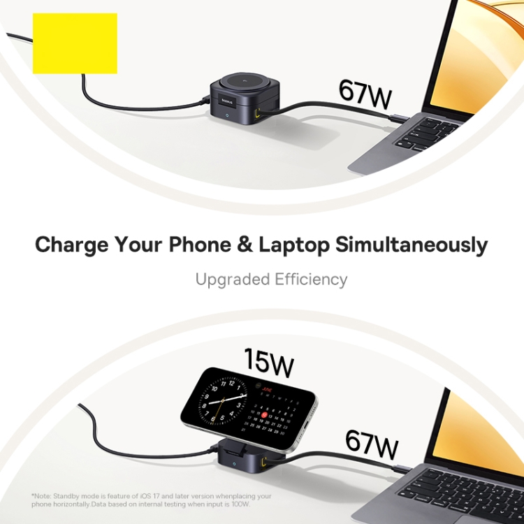 Baseus OS PicoGo Qi2 67W 2 in 1 Magnetic Wireless Charger with 1m Type-C to Type-C Elbow Data Cable(Black)