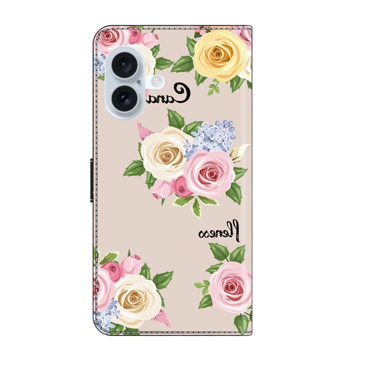 For iPhone 16 Plus Fresh Painted Leather Phone Case(Colored Flowers) For iPhone 16 Plus Fresh Painted Leather Phone Case(Colored Flowers)