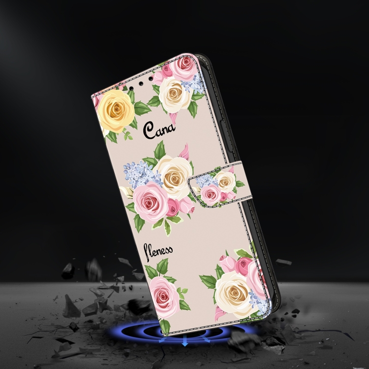 For iPhone 16 Plus Fresh Painted Leather Phone Case(Colored Flowers) For iPhone 16 Plus Fresh Painted Leather Phone Case(Colored Flowers)