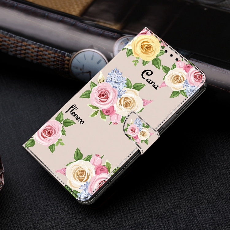 For iPhone 16 Plus Fresh Painted Leather Phone Case(Colored Flowers) For iPhone 16 Plus Fresh Painted Leather Phone Case(Colored Flowers)
