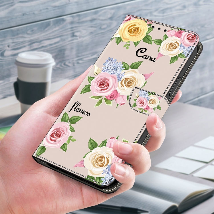 For iPhone 16 Plus Fresh Painted Leather Phone Case(Colored Flowers) For iPhone 16 Plus Fresh Painted Leather Phone Case(Colored Flowers)