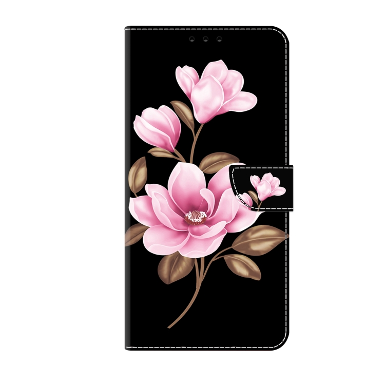 For Samsung Galaxy S22 5G Fresh Painted Leather Phone Case(Black Flowers) For Samsung Galaxy S22 5G Fresh Painted Leather Phone Case(Black Flowers)