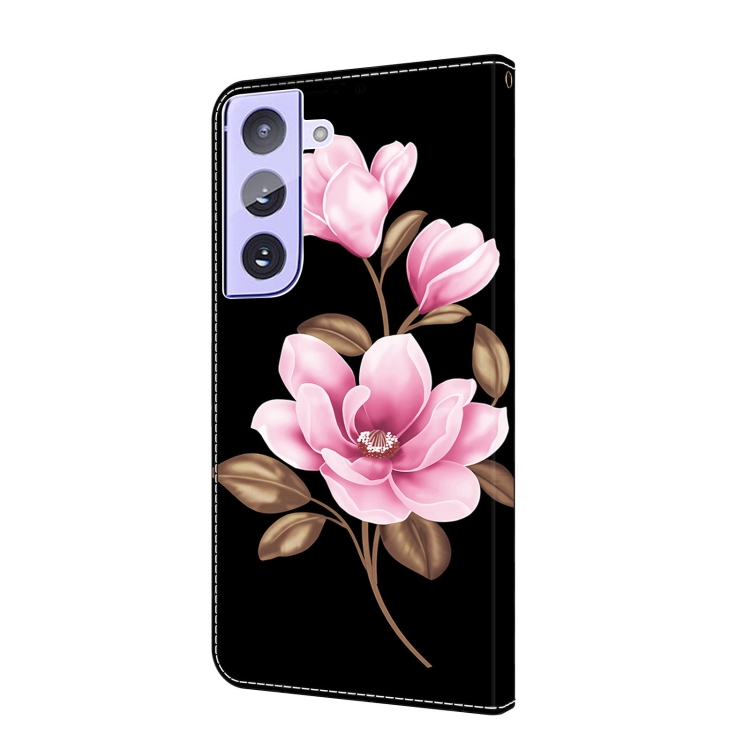 For Samsung Galaxy S22 5G Fresh Painted Leather Phone Case(Black Flowers) For Samsung Galaxy S22 5G Fresh Painted Leather Phone Case(Black Flowers)