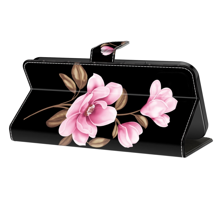 For Samsung Galaxy S22 5G Fresh Painted Leather Phone Case(Black Flowers) For Samsung Galaxy S22 5G Fresh Painted Leather Phone Case(Black Flowers)