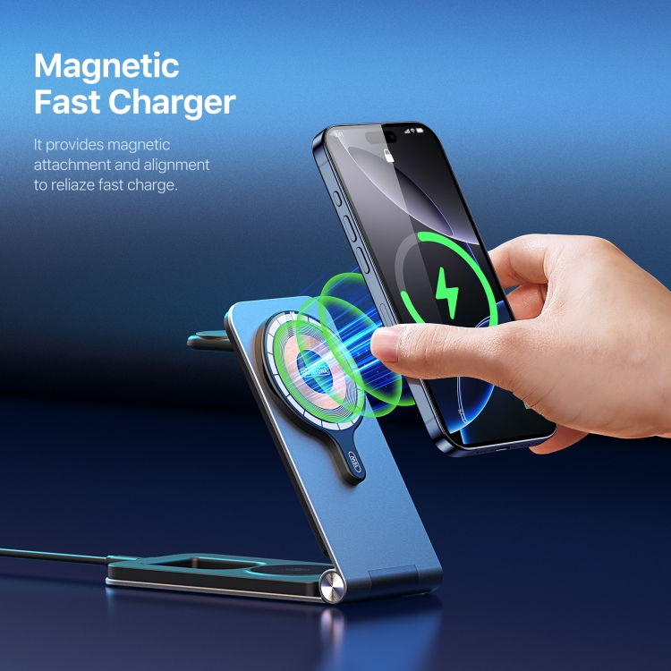 DUZZONA W22 15W 3 in 1 Foldable Magnetic Wireless Charging Stand(Grey) DUZZONA W22 15W 3 in 1 Foldable Magnetic Wireless Charging Stand(Grey)