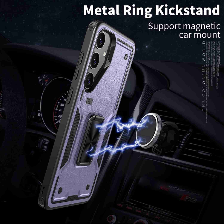 For Samsung Galaxy S24 5G Ring Holder PC Hybrid TPU Phone Case(Purple) For Samsung Galaxy S24 5G Ring Holder PC Hybrid TPU Phone Case(Purple)