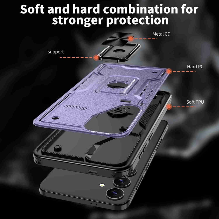 For Samsung Galaxy S24 5G Ring Holder PC Hybrid TPU Phone Case(Purple) For Samsung Galaxy S24 5G Ring Holder PC Hybrid TPU Phone Case(Purple)