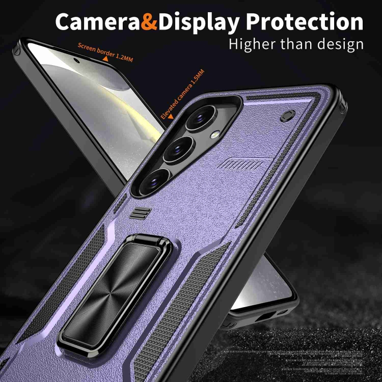 For Samsung Galaxy S24 5G Ring Holder PC Hybrid TPU Phone Case(Purple) For Samsung Galaxy S24 5G Ring Holder PC Hybrid TPU Phone Case(Purple)