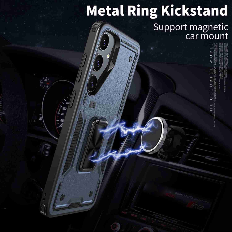 For Samsung Galaxy S24 FE 5G Ring Holder PC Hybrid TPU Phone Case(Navy Blue) For Samsung Galaxy S24 FE 5G Ring Holder PC Hybrid TPU Phone Case(Navy Blue)