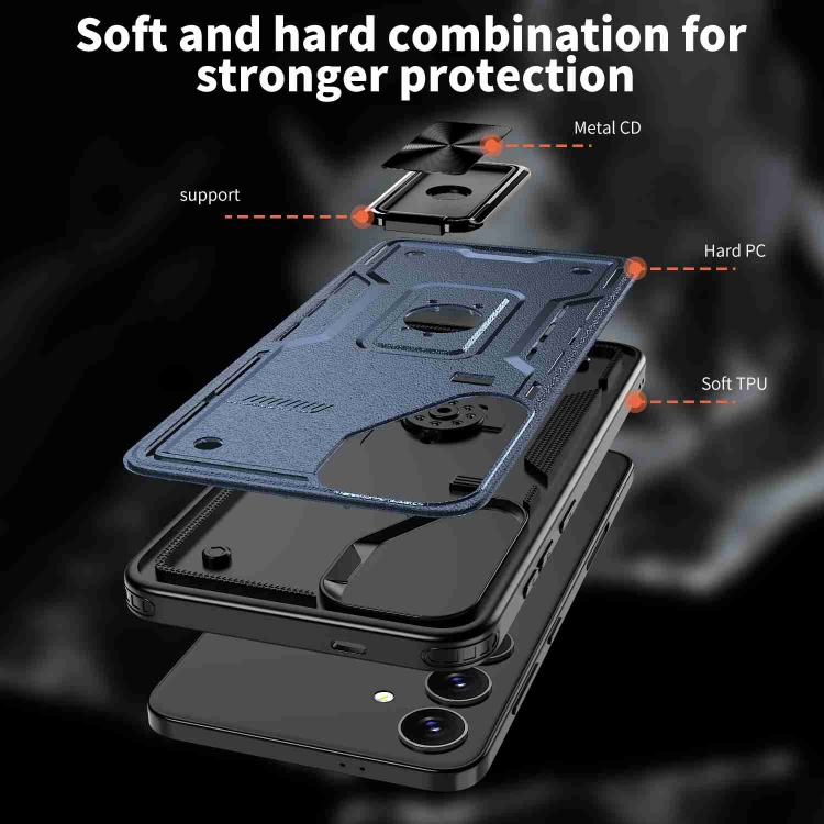 For Samsung Galaxy S24 FE 5G Ring Holder PC Hybrid TPU Phone Case(Navy Blue) For Samsung Galaxy S24 FE 5G Ring Holder PC Hybrid TPU Phone Case(Navy Blue)