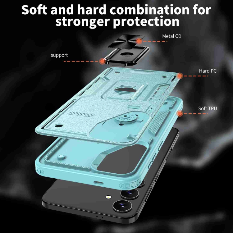 For Samsung Galaxy S24 Ultra 5G Ring Holder PC Hybrid TPU Phone Case(Blue)