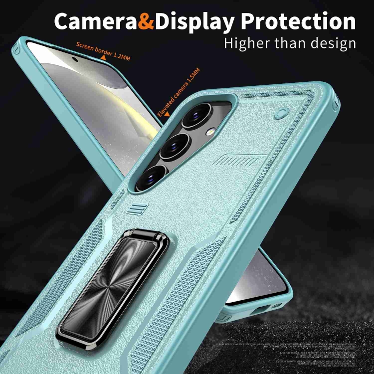 For Samsung Galaxy S24 Ultra 5G Ring Holder PC Hybrid TPU Phone Case(Blue)