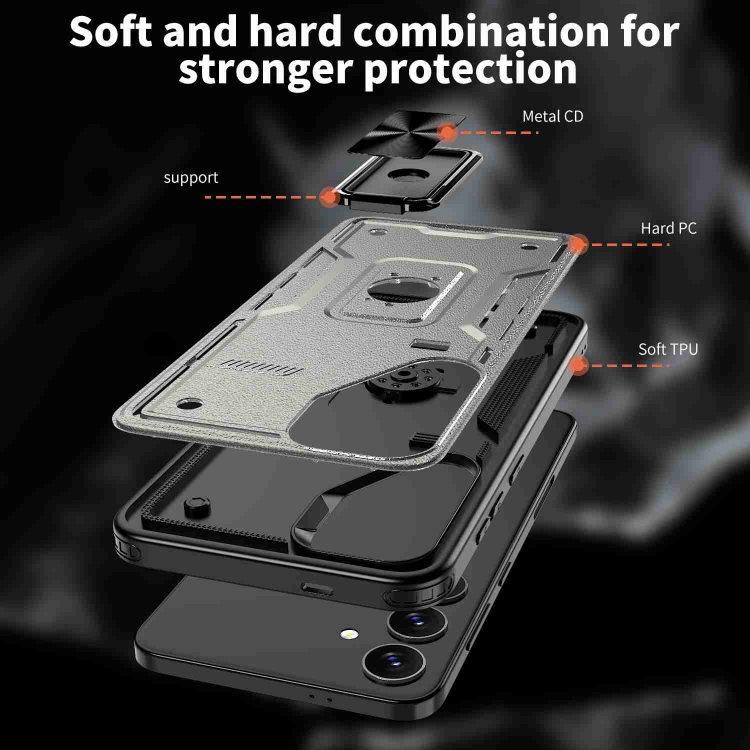 For Samsung Galaxy S25+ 5G Ring Holder PC Hybrid TPU Phone Case(Titanium Grey) For Samsung Galaxy S25+ 5G Ring Holder PC Hybrid TPU Phone Case(Titanium Grey)