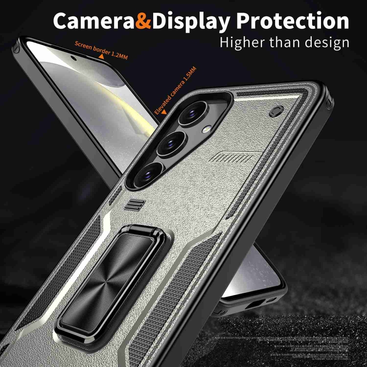 For Samsung Galaxy S25+ 5G Ring Holder PC Hybrid TPU Phone Case(Titanium Grey) For Samsung Galaxy S25+ 5G Ring Holder PC Hybrid TPU Phone Case(Titanium Grey)