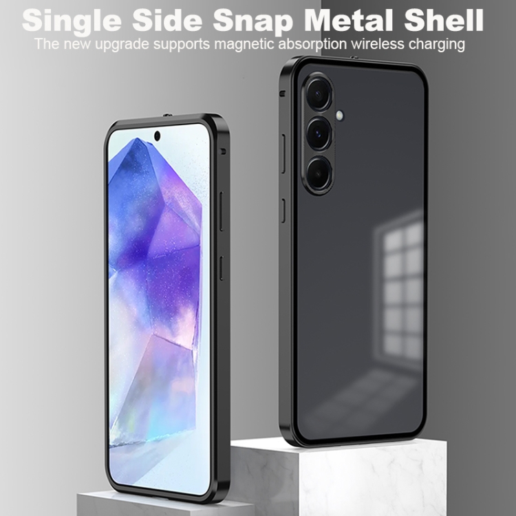 For Samsung Galaxy S24 FE 5G Snap Buckle Metal Frame Frosted Phone Case(Purple) For Samsung Galaxy S24 FE 5G Snap Buckle Metal Frame Frosted Phone Case(Purple)
