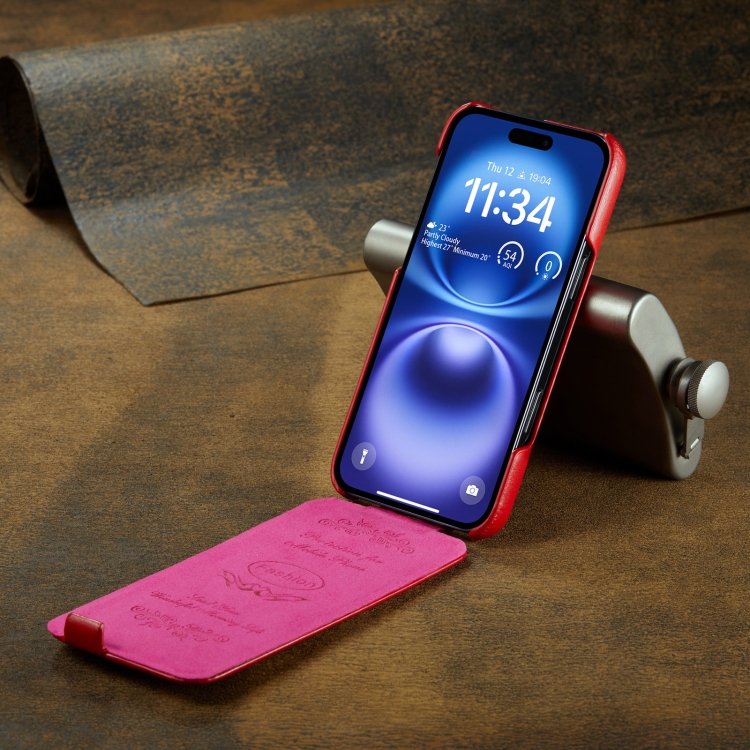 For iPhone 16 Plus Fierre Shann 64 Texture Vertical Flip PU Leather Phone Case(Red) For iPhone 16 Plus Fierre Shann 64 Texture Vertical Flip PU Leather Phone Case(Red)