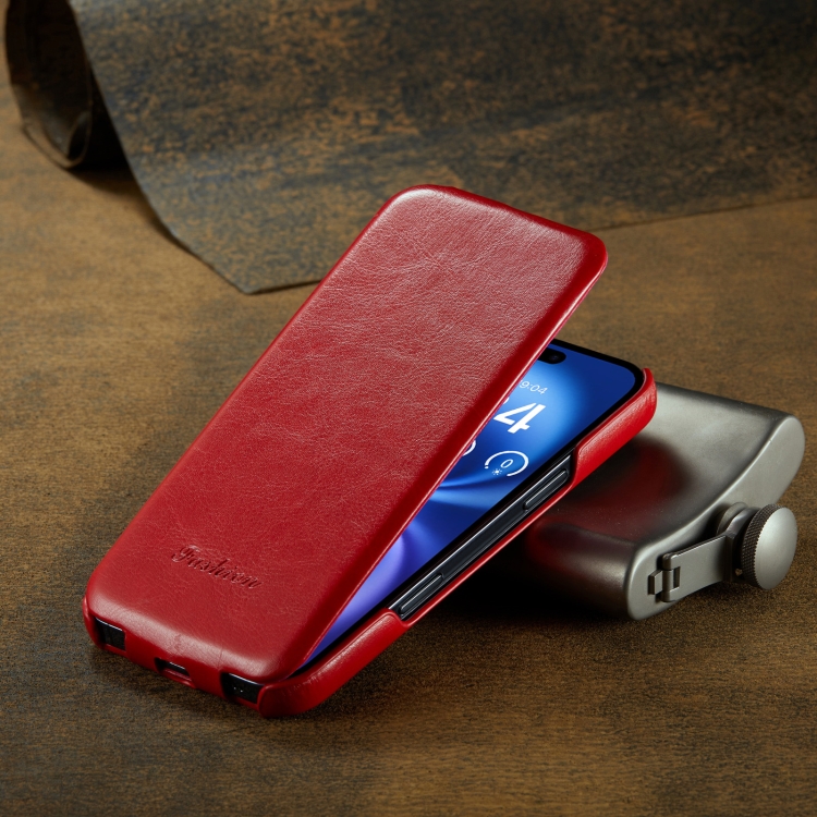 For iPhone 16 Plus Fierre Shann 64 Texture Vertical Flip PU Leather Phone Case(Red) For iPhone 16 Plus Fierre Shann 64 Texture Vertical Flip PU Leather Phone Case(Red)