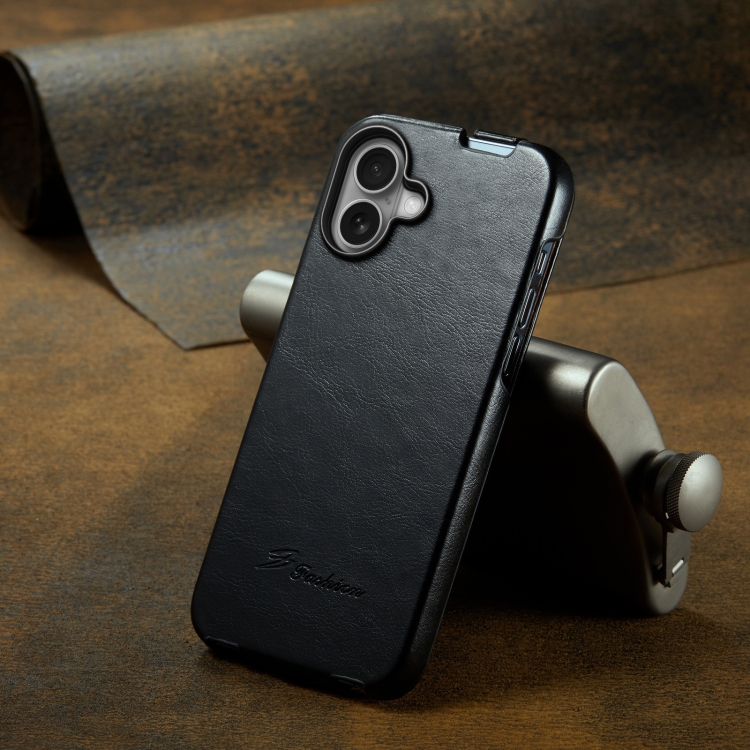 For iPhone 16 Fierre Shann 64 Texture Vertical Flip PU Leather Phone Case(Black)