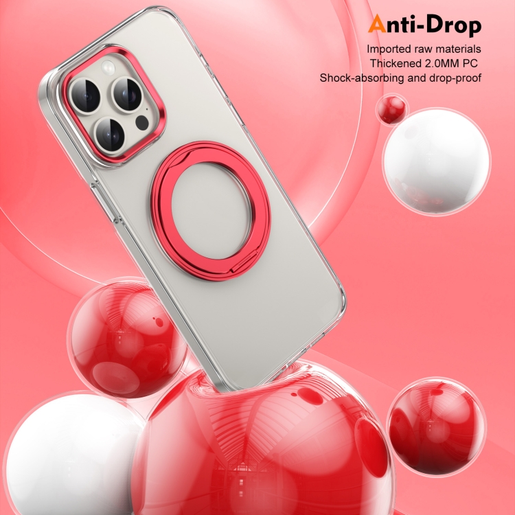 For iPhone 15 Pro Ice-Cold Rotating Ring Holder PC MagSafe Phone Case(Red) For iPhone 15 Pro Ice-Cold Rotating Ring Holder PC MagSafe Phone Case(Red)