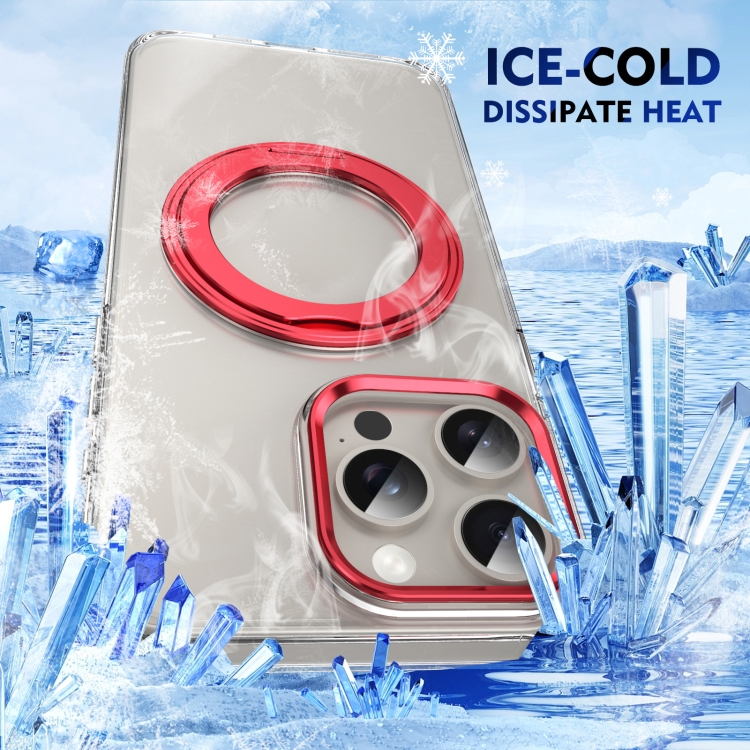 For iPhone 15 Pro Ice-Cold Rotating Ring Holder PC MagSafe Phone Case(Red) For iPhone 15 Pro Ice-Cold Rotating Ring Holder PC MagSafe Phone Case(Red)