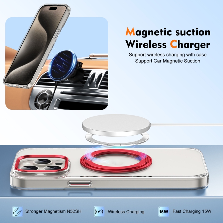 For iPhone 15 Pro Ice-Cold Rotating Ring Holder PC MagSafe Phone Case(Red) For iPhone 15 Pro Ice-Cold Rotating Ring Holder PC MagSafe Phone Case(Red)