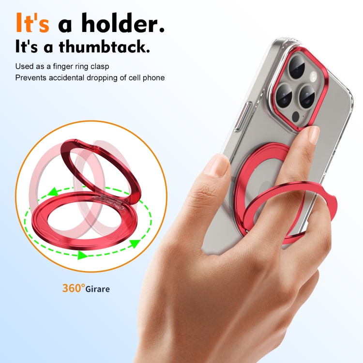 For iPhone 15 Pro Ice-Cold Rotating Ring Holder PC MagSafe Phone Case(Red) For iPhone 15 Pro Ice-Cold Rotating Ring Holder PC MagSafe Phone Case(Red)