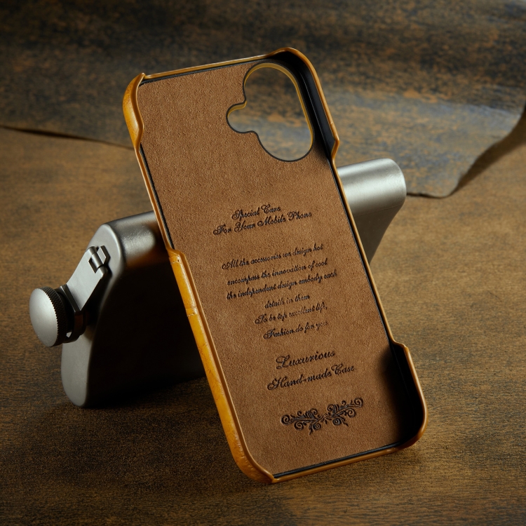 For iPhone 16 Fierre Shann Retro Oil Wax Texture Card Slots PU Leather Phone Case(Yellow) For iPhone 16 Fierre Shann Retro Oil Wax Texture Card Slots PU Leather Phone Case(Yellow)
