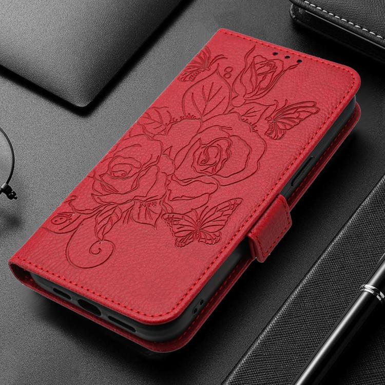 For Redmi 15 5G / 4G EU 171mm Embossed Rose RFID Anti-theft Leather Phone Case(Red)