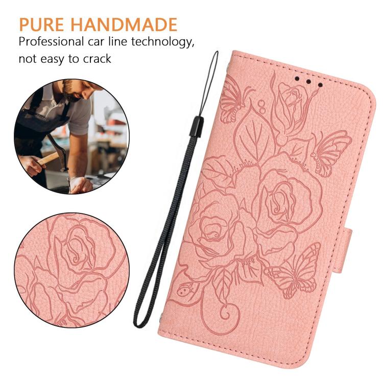 For Redmi 15a 5G Embossed Rose RFID Anti-theft Leather Phone Case(Pink)