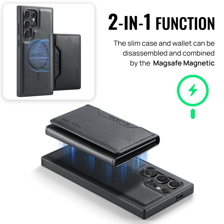 For Samsung Galaxy S24 Ultra 5G DG.MING MAGKING-K2 Series MagSafe RFID Card Bag Detachable Phone Case(Black) For Samsung Galaxy S24 Ultra 5G DG.MING MAGKING-K2 Series MagSafe RFID Card Bag Detachable Phone Case(Black)