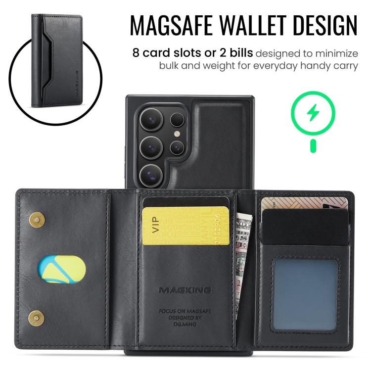 For Samsung Galaxy S24 Ultra 5G DG.MING MAGKING-K2 Series MagSafe RFID Card Bag Detachable Phone Case(Black) For Samsung Galaxy S24 Ultra 5G DG.MING MAGKING-K2 Series MagSafe RFID Card Bag Detachable Phone Case(Black)
