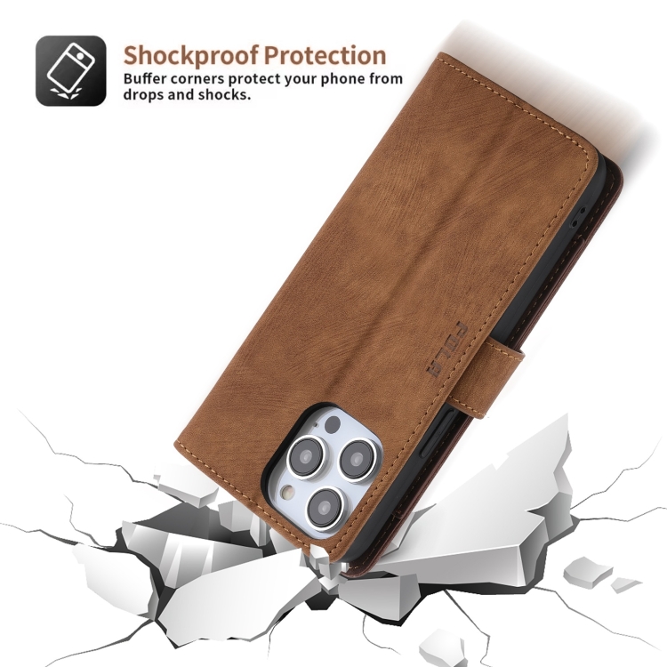 For iPhone 14 POLA Dual-color Zipper Wallet RFID Leather Phone Case(Burgundy Brown) - 2