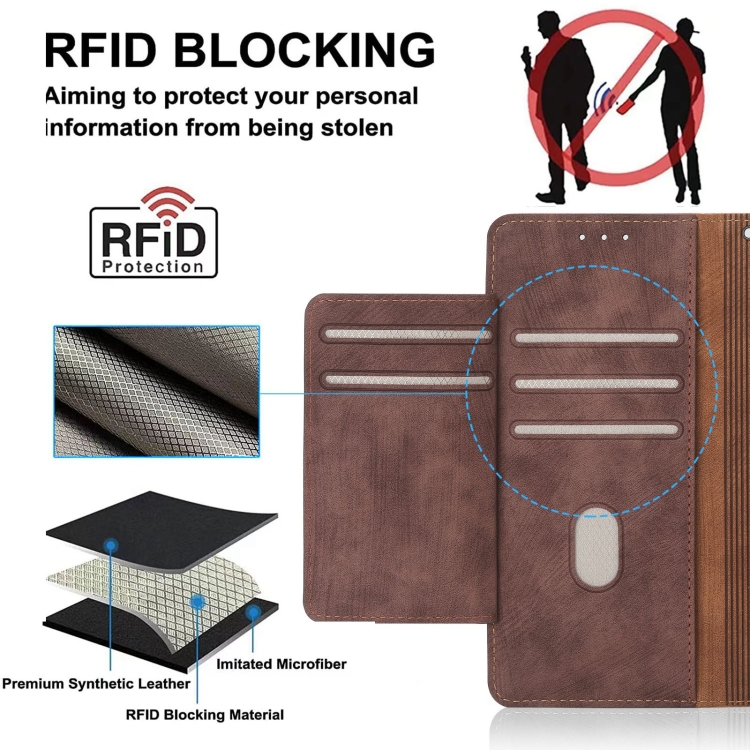 For iPhone 14 POLA Dual-color Zipper Wallet RFID Leather Phone Case(Burgundy Brown) - 6