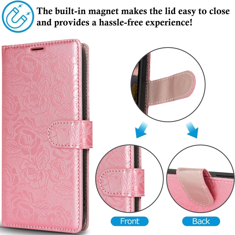For iPhone 14 / 13 Peony Flowers Imprint Leather Phone Case(Pink) - 2