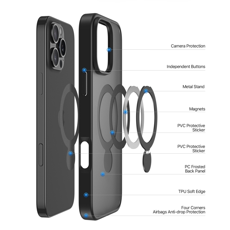For iPhone 16 Pro DUX DUCIS Yind Series MagSafe TPU Hybrid PC Phone Case with Stand(Black) For iPhone 16 Pro DUX DUCIS Yind Series MagSafe TPU Hybrid PC Phone Case with Stand(Black)