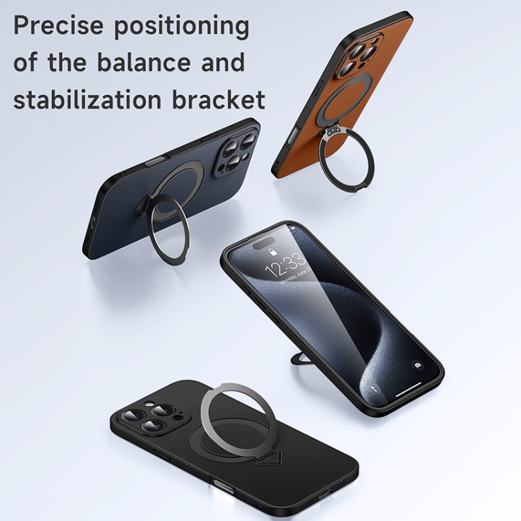 For iPhone 15 Pro Max SULADA Top Grain Leather MagSafe Magnetic Holder Phone Case(Brown) For iPhone 15 Pro Max SULADA Top Grain Leather MagSafe Magnetic Holder Phone Case(Brown)