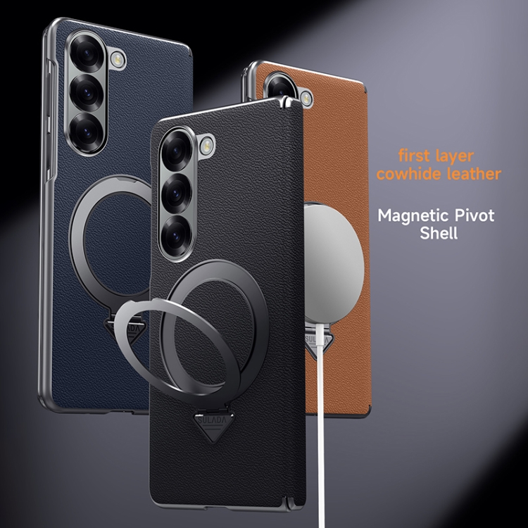 For Samsung Galaxy Z Fold 5 SULADA Top Grain Leather MagSafe Magnetic Holder Phone Case(Brown) For Samsung Galaxy Z Fold 5 SULADA Top Grain Leather MagSafe Magnetic Holder Phone Case(Brown)