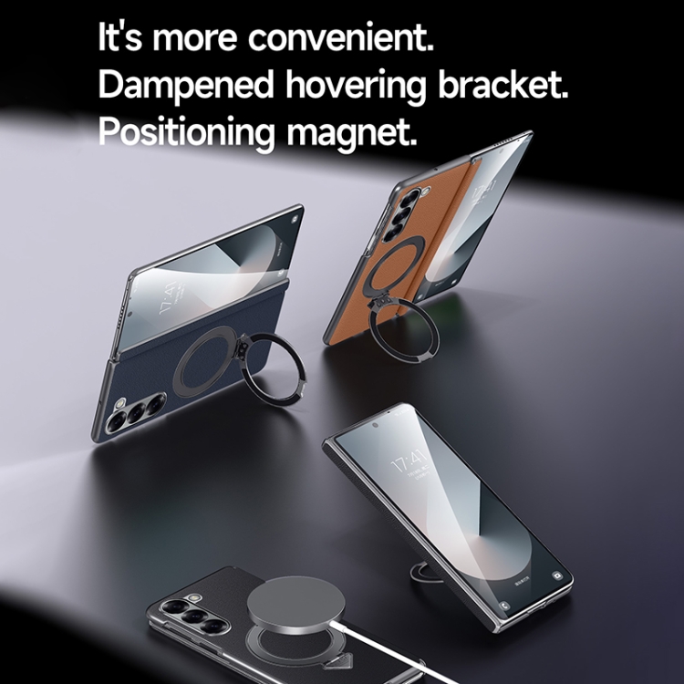 For Samsung Galaxy Z Fold 5 SULADA Top Grain Leather MagSafe Magnetic Holder Phone Case(Brown) For Samsung Galaxy Z Fold 5 SULADA Top Grain Leather MagSafe Magnetic Holder Phone Case(Brown)