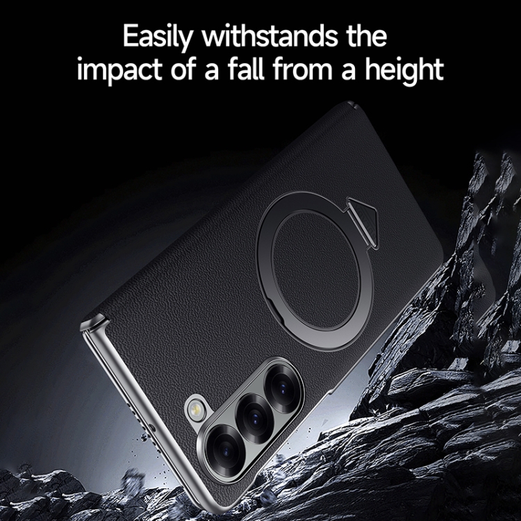 For Samsung Galaxy Z Fold 5 SULADA Top Grain Leather MagSafe Magnetic Holder Phone Case(Brown) For Samsung Galaxy Z Fold 5 SULADA Top Grain Leather MagSafe Magnetic Holder Phone Case(Brown)